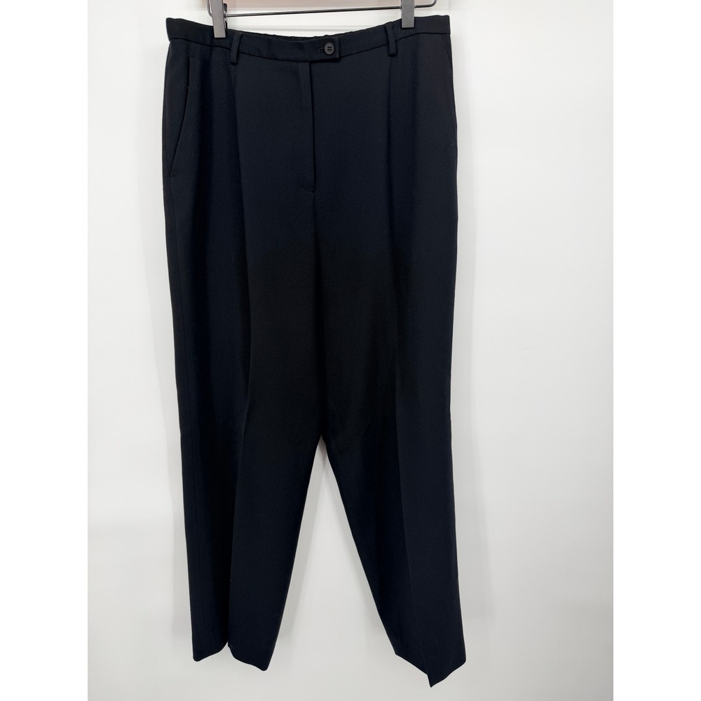 Pendleton Trousers Women 14 Black Excellent 100% Virgin Wool High Rise Tapered